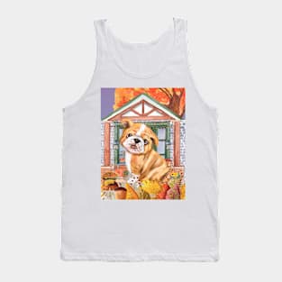 Cute bulldog enjoying Autumn Tank Top